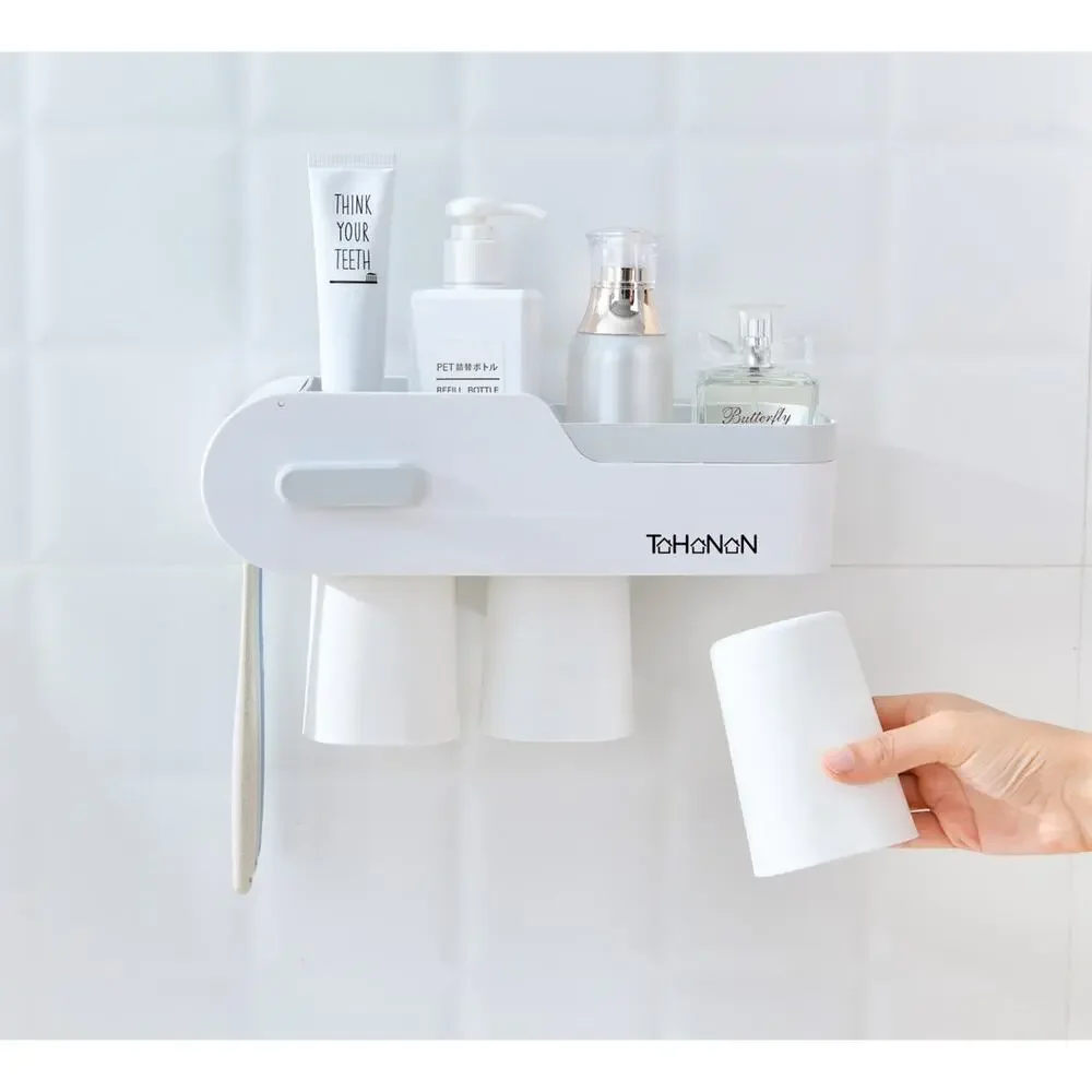 Wall Mount Toothbrush Holder , Large Capacity‎ Bathroom Organizer, Easy Install